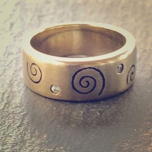 Gold vermeil ring with glass czs